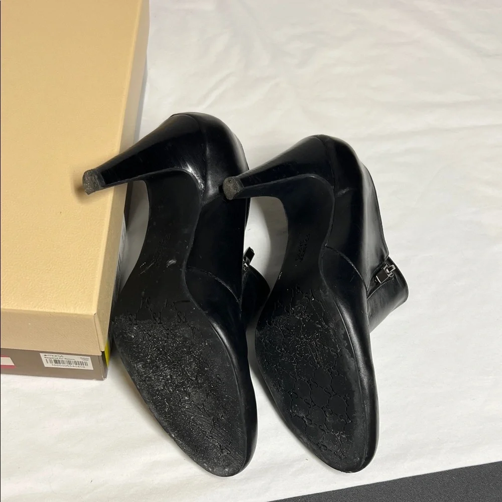 Franco Sarto L-SYNC Women's Black Derby Ankle Booties Side Zip Leather Shoes